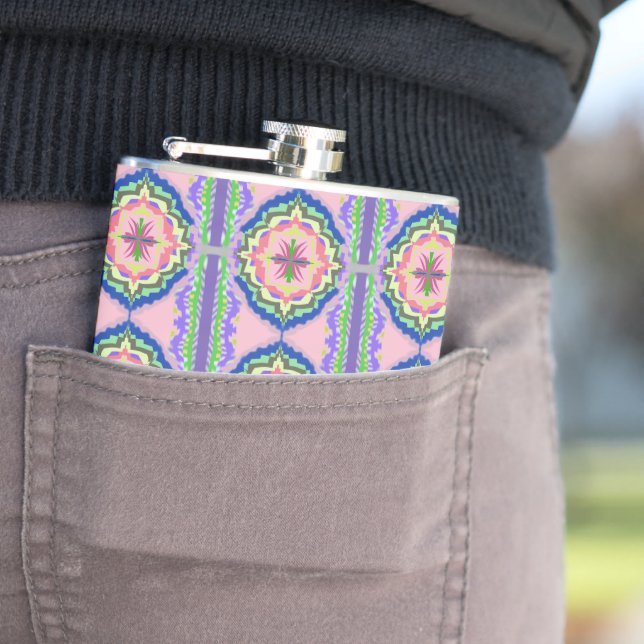 Lebendiges Kaleidoskop Blühen: Rosa & Smaragd Mand Flachmann (Beispiel)