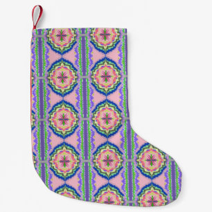 Lebendiges Kaleidoskop Blühen: Rosa & Smaragd Mand Kleiner Weihnachtsstrumpf