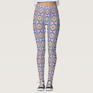 Lebendiges Kaleidoskop Blühen: Rosa & Smaragd Mand Leggings