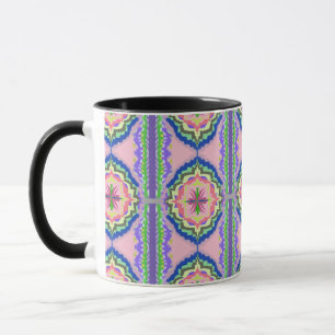 Lebendiges Kaleidoskop Blühen: Rosa & Smaragd Mand Tasse