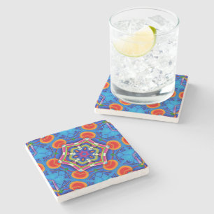Lebendiges Kaleidoskop Geometrisch Abstrakt Steinuntersetzer