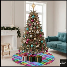 Lebendiges Karo Polyester Weihnachtsbaumdecke