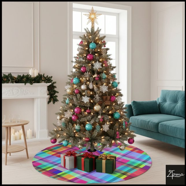 Lebendiges Karo  Polyester Weihnachtsbaumdecke (Von Creator hochgeladen)