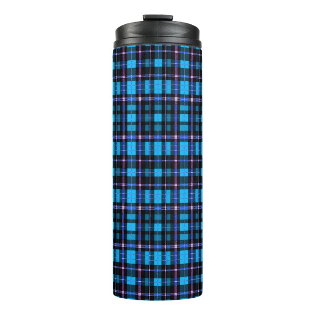 Lebendiges Karo-Tartan-Muster-Stoff Thermosbecher (Vorderseite)