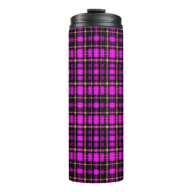 Lebendiges Karo-Tartan-Muster-Stoff Thermosbecher (Vorderseite)