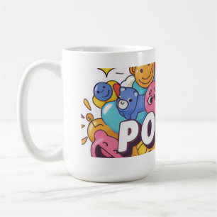 Lebendiges Kawaii-Doodle-Typografisches Design für Kaffeetasse