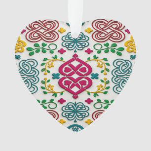 Lebendiges keltisches Herz- und Knoten-Blumensymph Ornament
