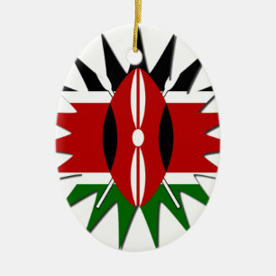 Lebendiges kenianisches Flaggenmuster: Ein 18-Ster Keramikornament