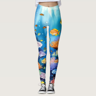 Lebendiges Korallenriff Aquarell Leggings