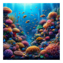 Lebendiges Korallenriff mit lebhaften Clownfischen