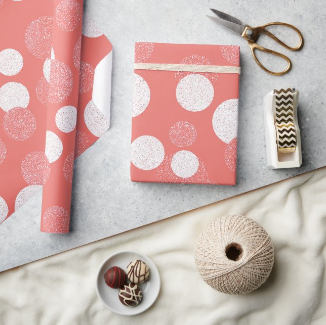 Lebendiges Korallenweiß mit Glittermuster Geschenkpapier (Kunsthandwerk)