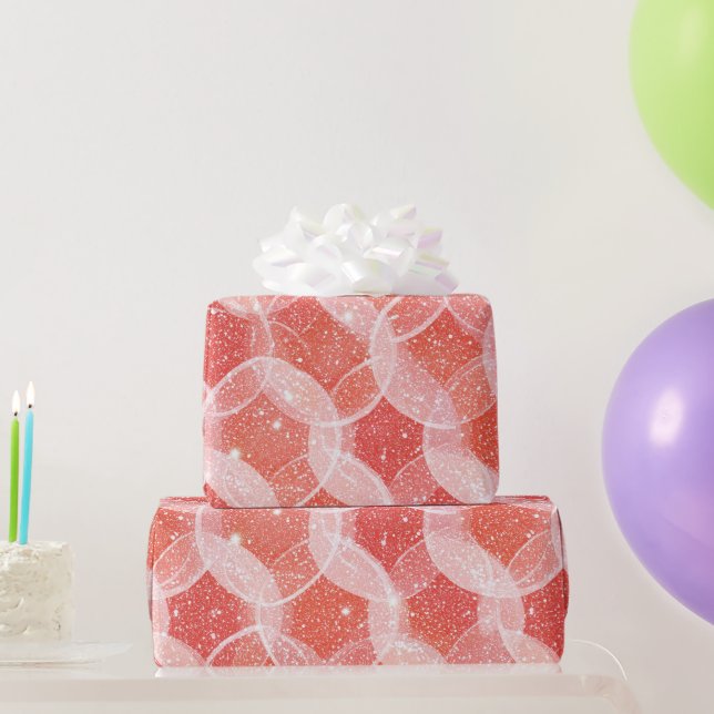 Lebendiges Korallenweiß mit Glitzer-Muster Geschenkpapier (Partygeschenke)