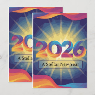 Lebendiges Kosmisches 2026 Ein Sternen-Neues Jah Feiertagskarte