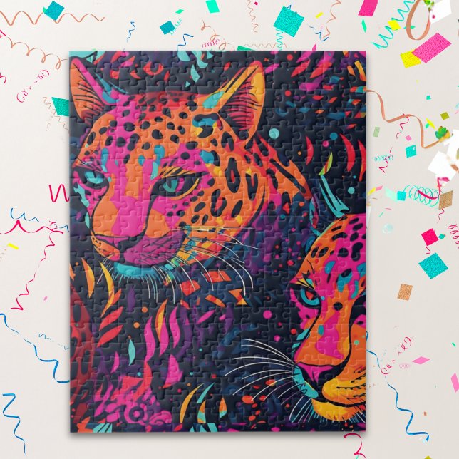 Lebendiges Leopard-Jungle-Muster  Puzzle (Von Creator hochgeladen)