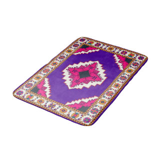 Lebendiges lila geometrisches Boho-Volksmuster Badematte