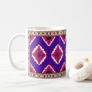 Lebendiges lila geometrisches Boho-Volksmuster Kaffeetasse