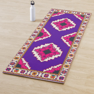 Lebendiges lila geometrisches Boho-Volksmuster Yogamatte