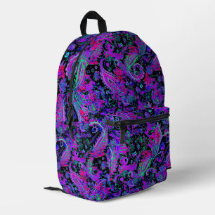 Lebendiges Lila Rosa Blau Paisley Bedruckter Rucksack