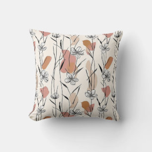 Lebendiges Line-Art-Blumen-Wurfkissen Kissen