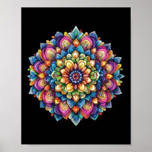Lebendiges Lotus-Mandala-Meditations-Blumenrad Poster