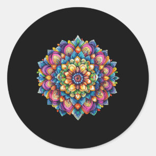 Lebendiges Lotus-Mandala-Meditations-Blumenrad Runder Aufkleber
