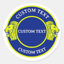 Lebendiges Löwen-Duo-Emblem in blauem Kreis