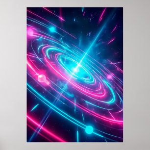 Lebendiges Magenta Cyan Neon Kosmischer Puls Poster