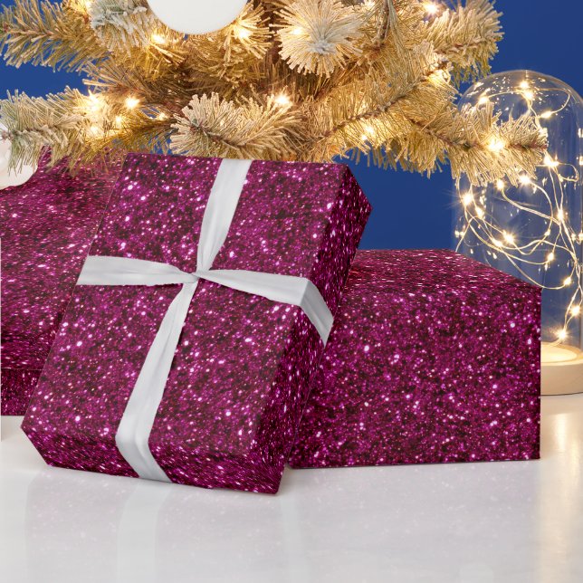 Lebendiges Magenta Schimmerndes Rosa Glittermuster Geschenkpapier (Feiertage)