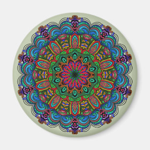 Lebendiges Mandala-Blumen- und geometrisches Muste Magnet