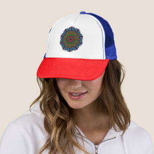 Lebendiges Mandala-Blumen- und geometrisches Muste Truckerkappe