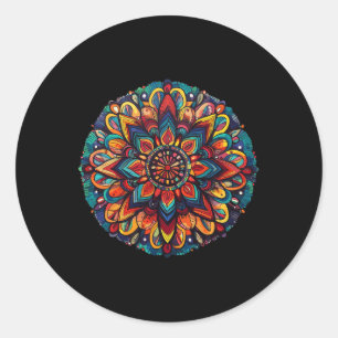 Lebendiges Mandala für Yoga-Meditation  Runder Aufkleber