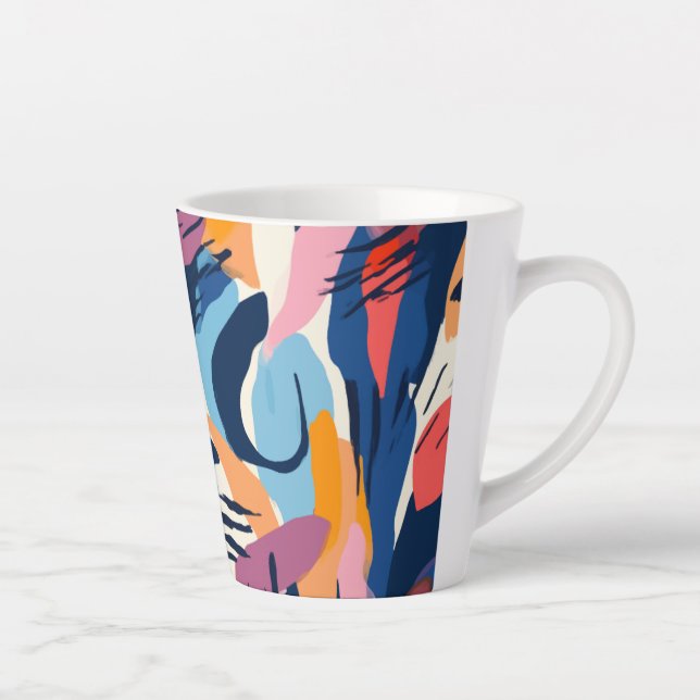 Lebendiges modernes abstraktes Formenmuster Milchtasse (Rechts)