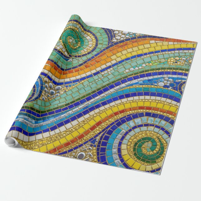 Lebendiges Mosaik-Swirling-Geschenkpapier Geschenkpapier (Ungerollt)
