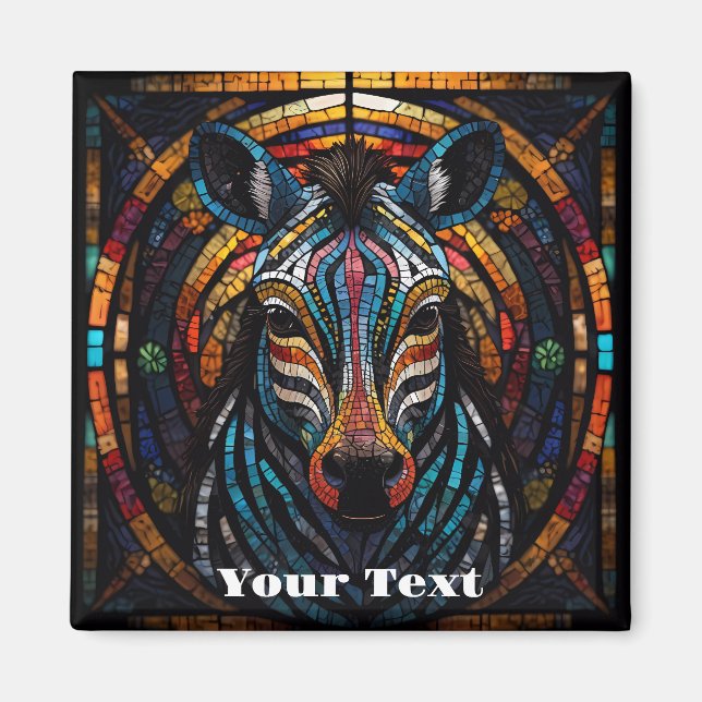 Lebendiges Mosaik-Zebra Magnet (Vorne)