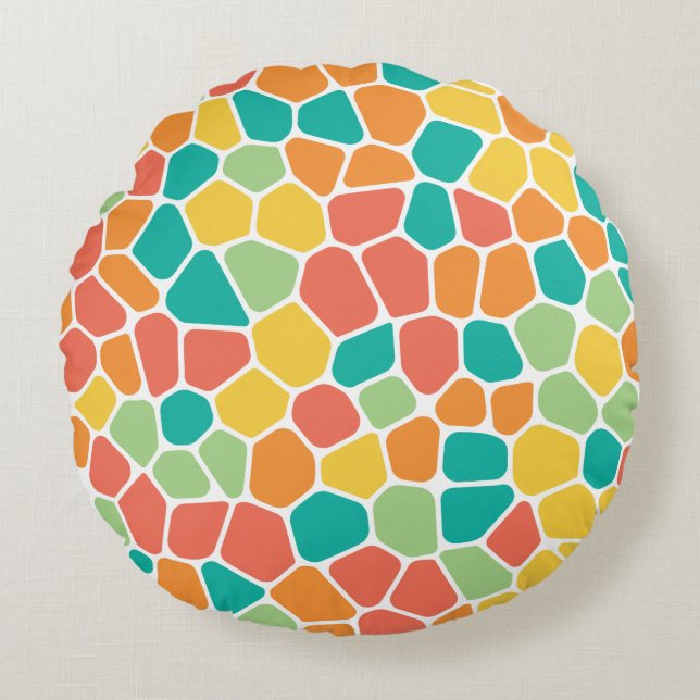Lebendiges Mosaikmuster Rundes Kissen (Vorderseite)