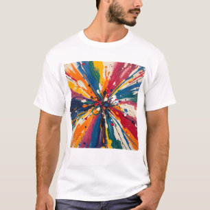 Lebendiges Multi-Farben-Farbspritzer-Burst-Grafik- T-Shirt