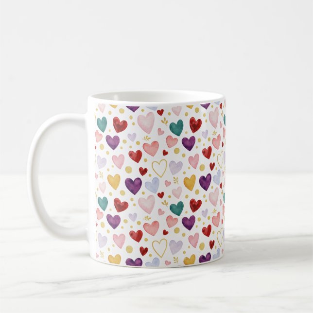 Lebendiges Multicolor-Wasserfarben- und Gold-Konfe Kaffeetasse (Links)