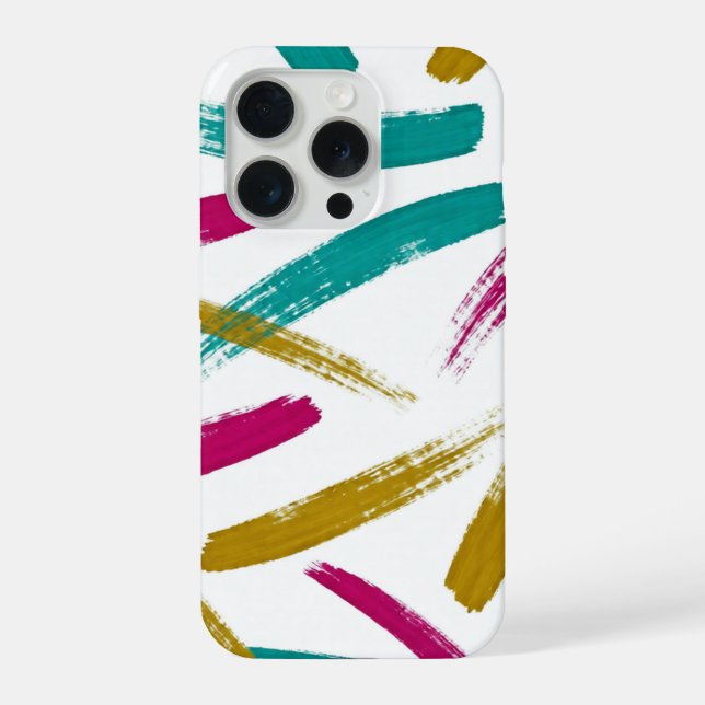 Lebendiges Muster mit Teal, Magenta und Senfgelb iPhone Hülle (Rückseite)