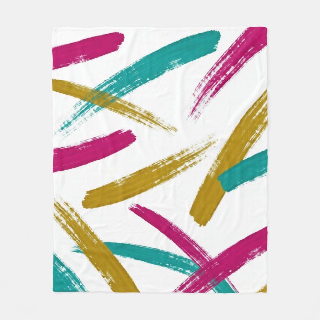 Lebendiges Muster mit Teal-, Magenta- und Senfstic Fleecedecke (Vorderseite)