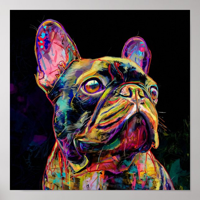 "Lebendiges neon-farbenes französisches Pop-Art-Po Poster (Vorne)