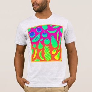 Lebendiges Neon-Früchte-Muster T-Shirt