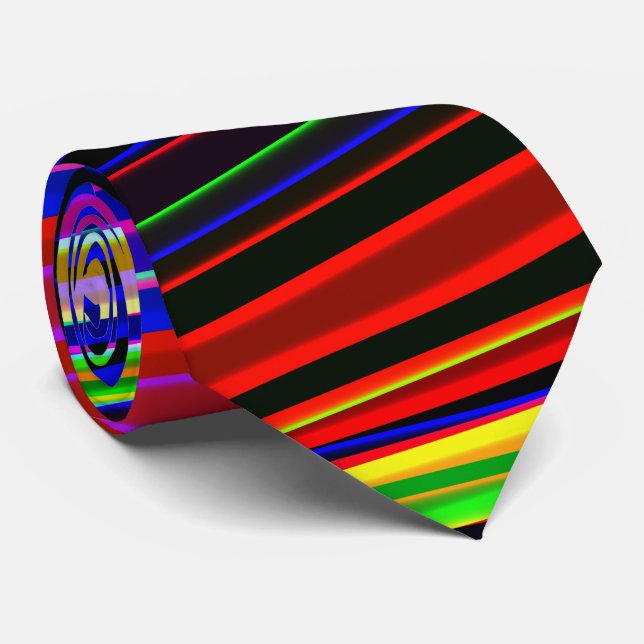 Lebendiges Neon-Gestreiftes-Abstraktes-Muster Krawatte (Gerollt)