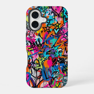 Lebendiges Neon-Graffiti-Muster iPhone 16 Hülle