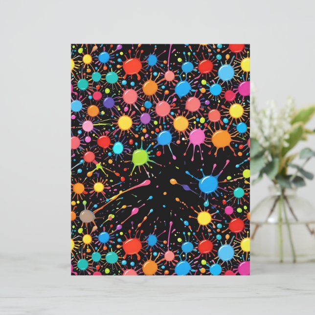 Lebendiges Neon-Regenbogen-Farbspritzer-Papier (Stehend Vorderseite)