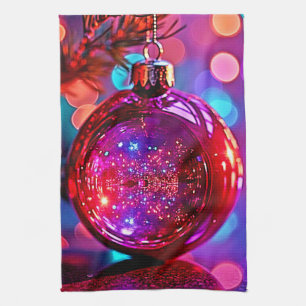 Lebendiges Neujahrs-Weihnachtsschmuck-Design Geschirrtuch
