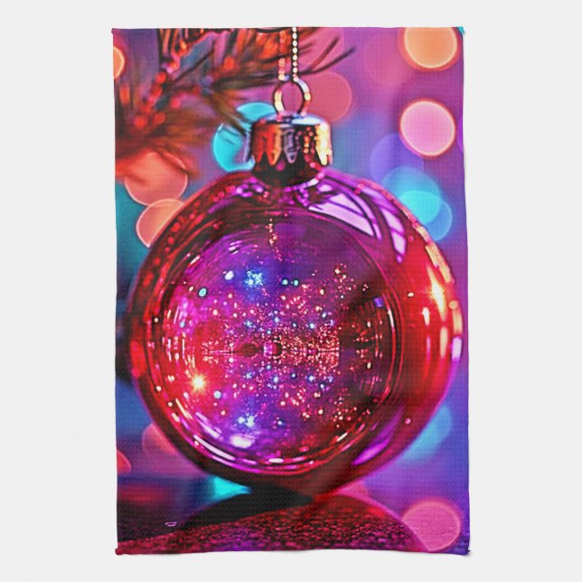 Lebendiges Neujahrs-Weihnachtsschmuck-Design Geschirrtuch (Vertikal)