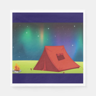 Lebendiges Nordlicht-Camping-Zelt Nacht Serviette