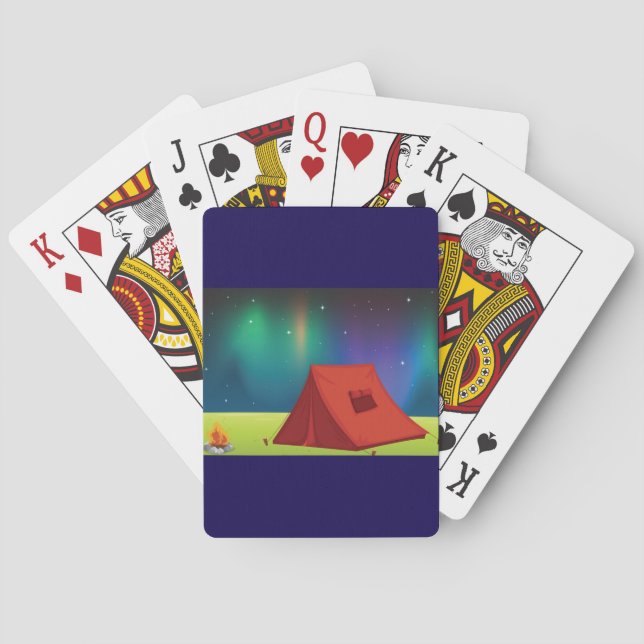 Lebendiges Nordlichter-Camping-Zelt Nacht Spielkarten (Rückseite)