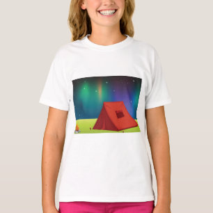 Lebendiges Nordlichter-Camping-Zelt Nacht T-Shirt