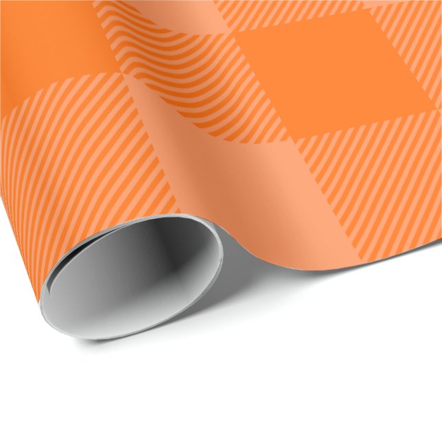 Lebendiges Orange & Blassorange Herbst-Büffel-Karo Geschenkpapier (Rolleneckpunkt)